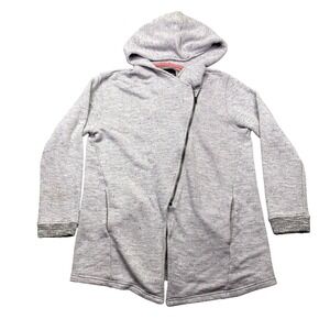 KUT from the Kloth Womens Asymmetric Zip Hoodie Space Dye Grey Pink KI28701 Sz L